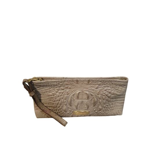 Brahmin Beige Croc Embossed Leather Wristlet - Picture 3 of 5